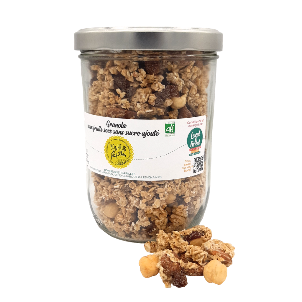 Bonheur et Papilles - Granola aux fruits secs sans sucre ajouté BIO - 340g