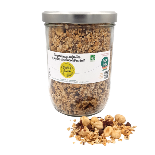 [GR003] Bonheur et Papilles - Granola aux noisettes et pépites de chocolat au lait BIO - 400g